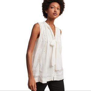 NWT Leonie Pearled Tie-Neck Ivory Blouse Size:L